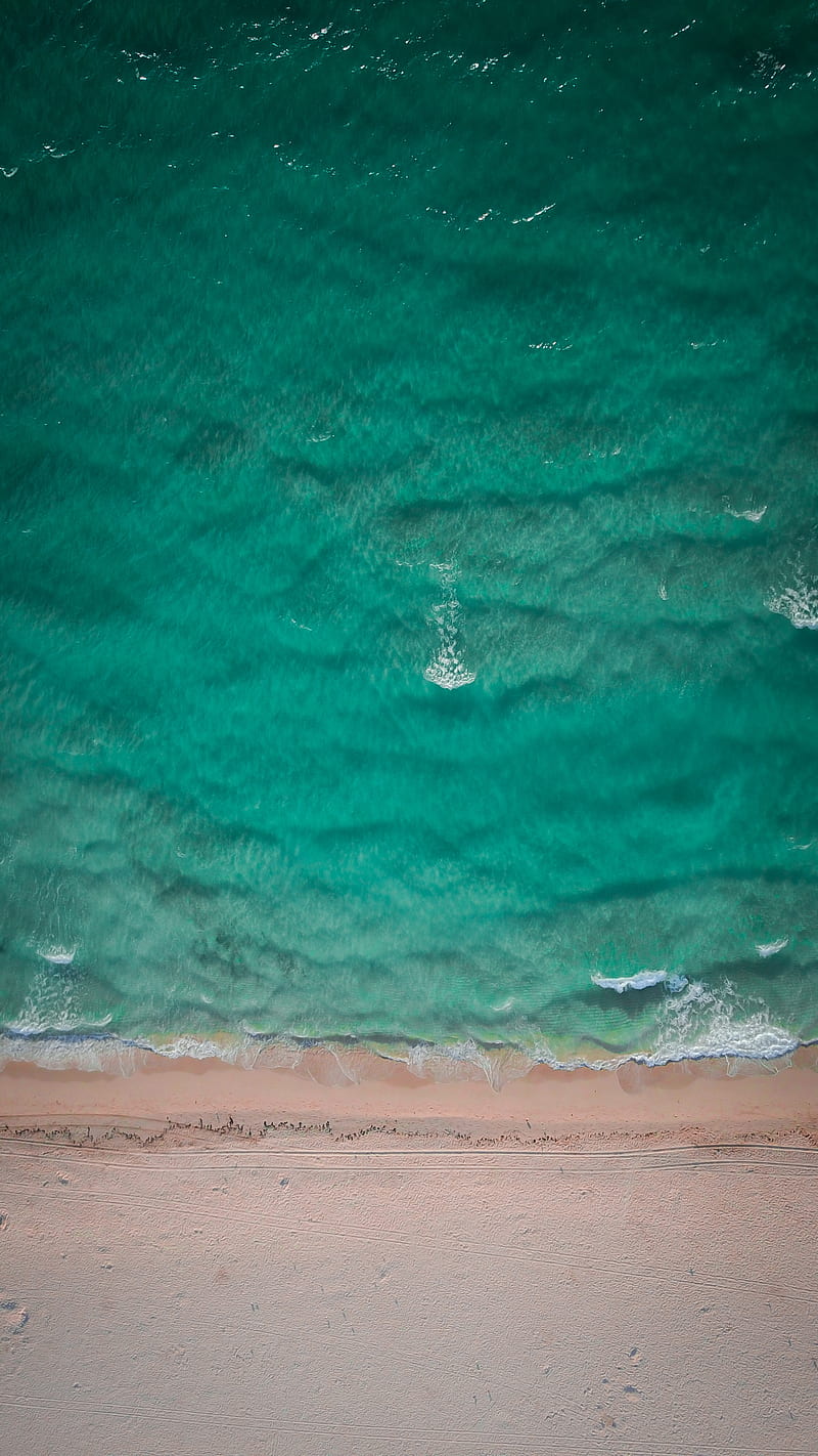 ocean, aerial view, sand, coast, wave, HD phone wallpaper