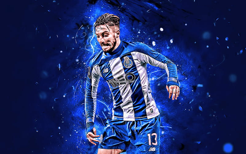 Alex Telles, 2019, Porto FC, Primeira Liga, defender, brazilian footballers, Alex Nicolao Telles, neon lights, soccer, FC Porto, HD wallpaper