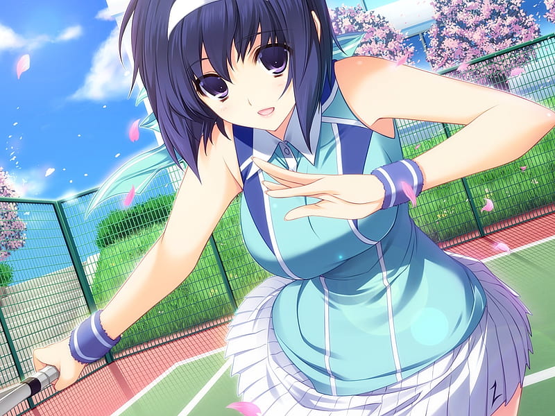 Nanasawa Yuni Heaband Grass Trees Sky Tennis Clouds Short Hair Sport Hd Wallpaper Peakpx