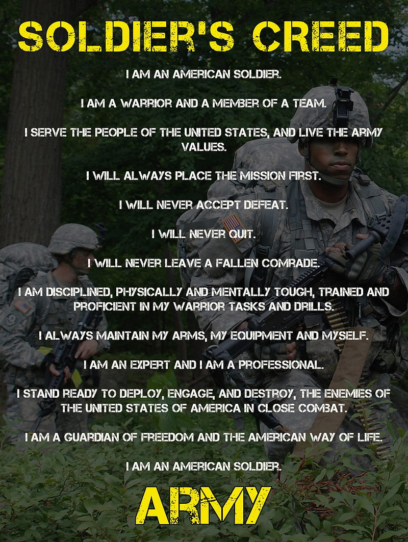 Soldiers Creed, army, military, soldier, us army, HD phone wallpaper