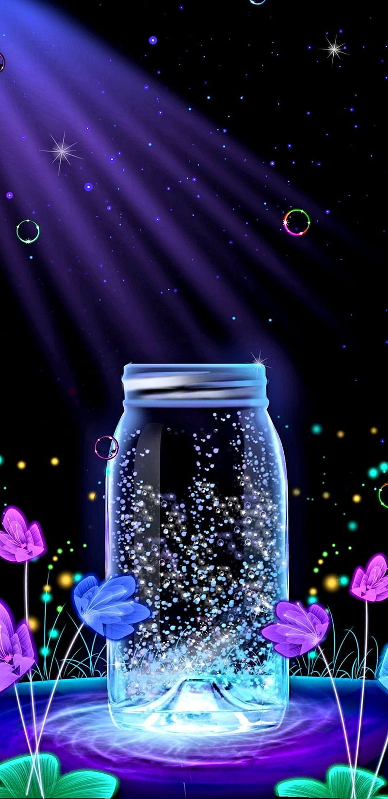 Glow Bubbles, bubbles, colourful, floral, flower, girly, glow, pretty, HD phone wallpaper