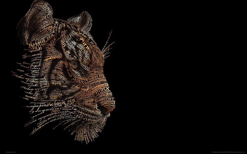 FACE OF LETTERS, 3d, cool, typography, tiger, portrait, HD wallpaper