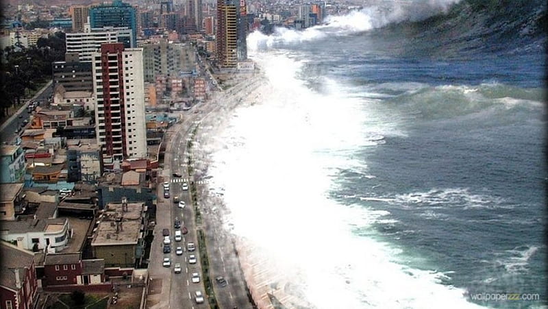 Massive Tsunami, tsunami, waves, huge wave, wave, giant wave, HD wallpaper
