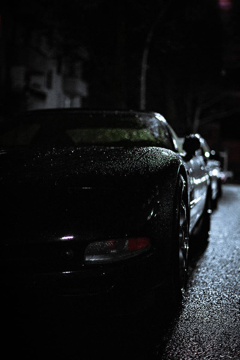 headlight, car, rain, darkness, front view, HD phone wallpaper