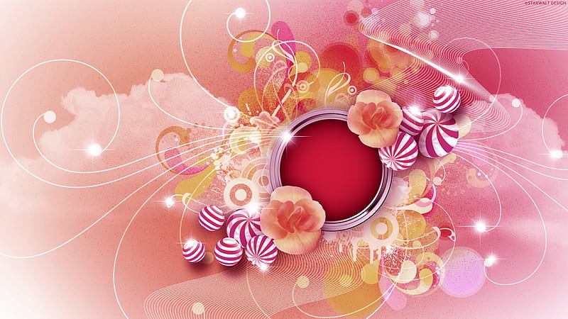 ✼.Peach Peppermint.✼, pretty, colorful, peppermint, designs, bloom, dazzling, bonito, creation, digital art, sweet, sparkle, bright, flowers, lovely, illustrator, colors, softness, cute, cool, hop, peach, collages, style, HD wallpaper