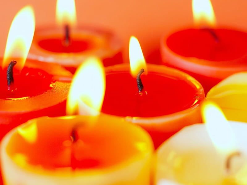 Candles, wax, candle, fire, orange candle, orange, orange candles, yellow, HD wallpaper