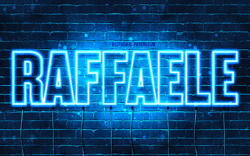 Raffaele with names, Raffaele name, blue neon lights, Happy Birtay Raffaele, popular italian male names, with Raffaele name, HD wallpaper