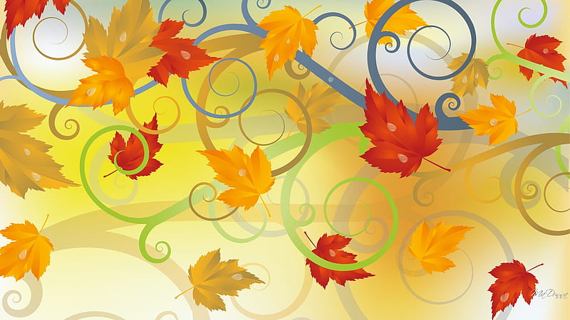 Fall Leaf Abstract, fall, autumn, leaves, wind, breeze, dew drops, Firefox Persona theme, HD wallpaper