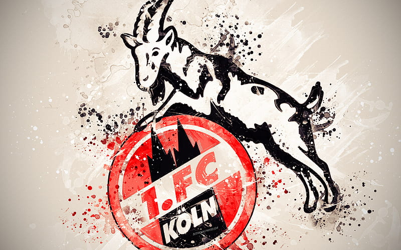 FC Koln paint art, logo, creative, German football team, Bundesliga 2, emblem, white background, grunge style, Cologne, Germany, football, HD wallpaper