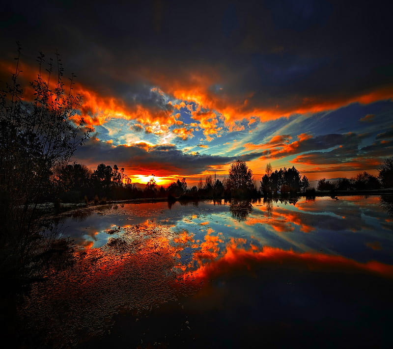 Beautiful Sunset, clouds, evening, sky, twilight, view, HD wallpaper