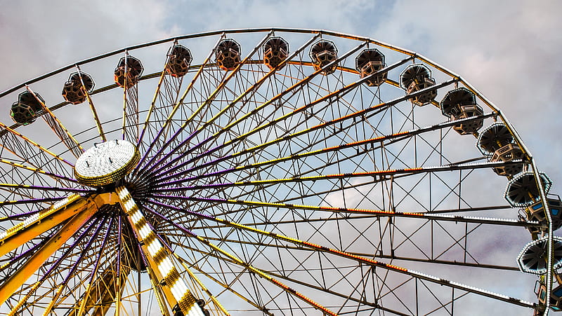 Ferris Wheel, Rainbow, Fair Ground, Architecture, Ride, Wheel, Amusement Park, High Resolution, HD wallpaper