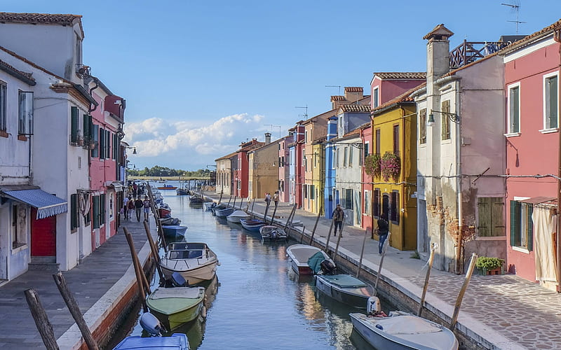 Venice, Italy, Venice, houses, Italy, Burano, boats, HD wallpaper