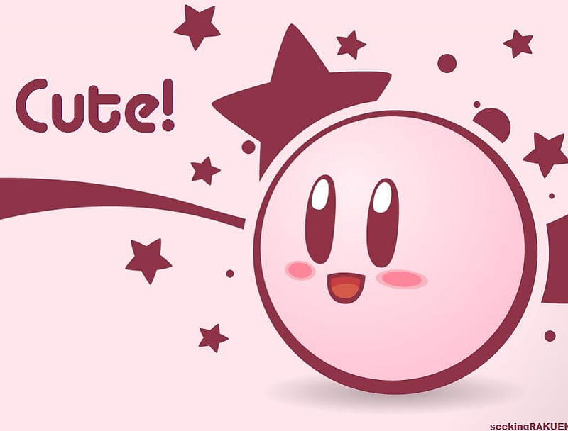 Cute!, cute, stars, puffball, video games, kirby, pink, other, HD wallpaper