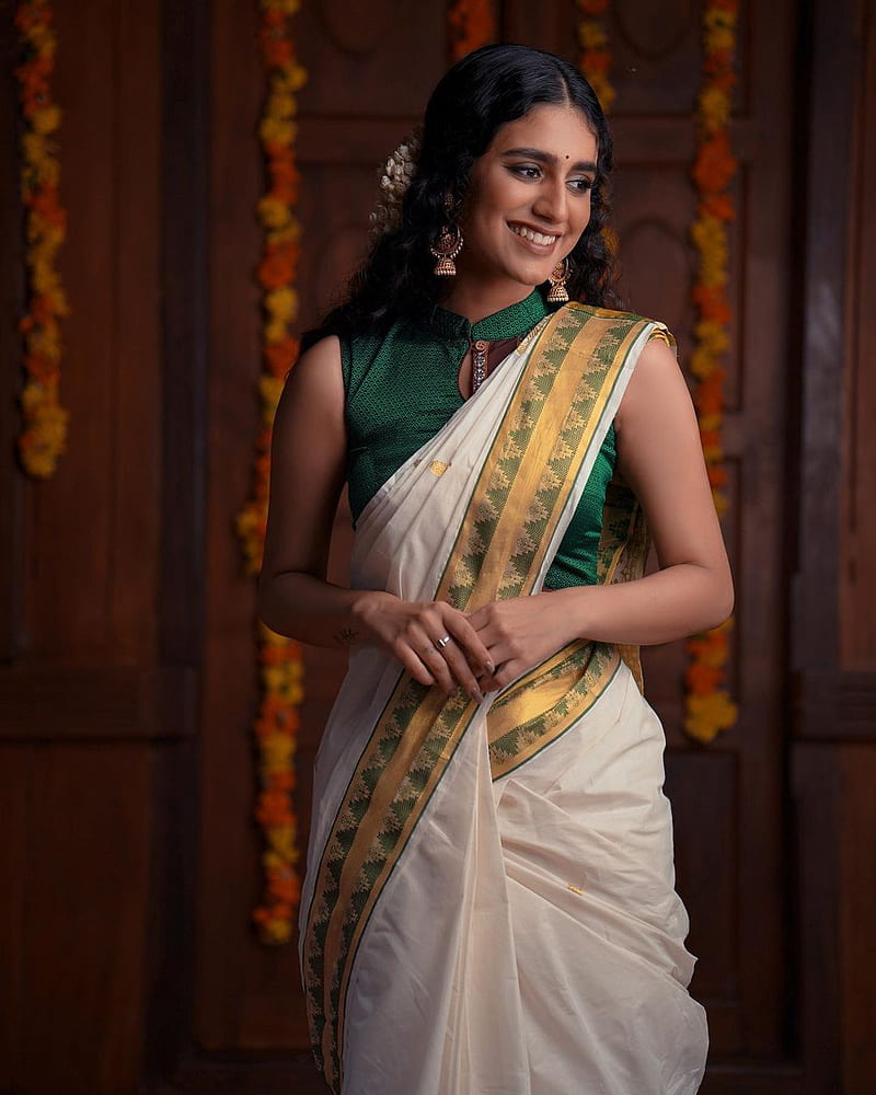 Priya Prakash, sari, silk, HD phone wallpaper