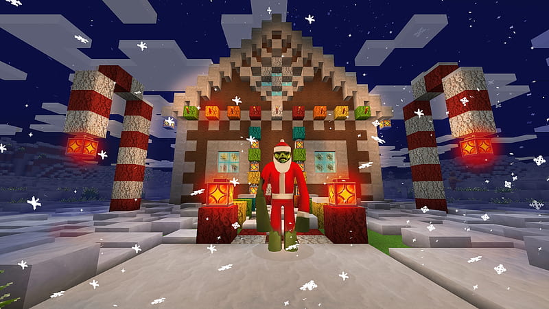 Christmas Lights on Gingerbread House in Realmcraft Minecraft StyleGame, open world game, gaming, playgames, pixel games, mobile games, realmcraft, sandbox, minecraft, games action, game, minecrafters, pixel art, art, 3d building games, pixel, fun, adventure, building, 3d, minecraft, HD wallpaper