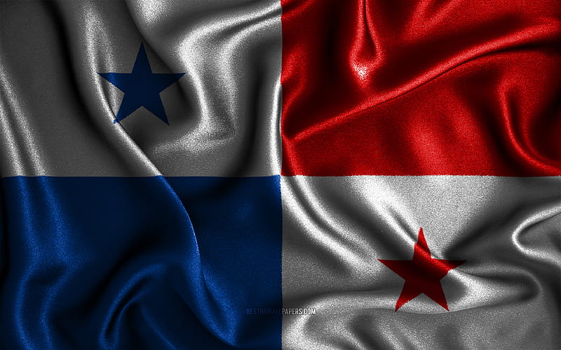 Panamanian flag silk wavy flags, North American countries, national symbols, Flag of Panama, fabric flags, Panama flag, 3D art, Panama, North America, Panama 3D flag, HD wallpaper