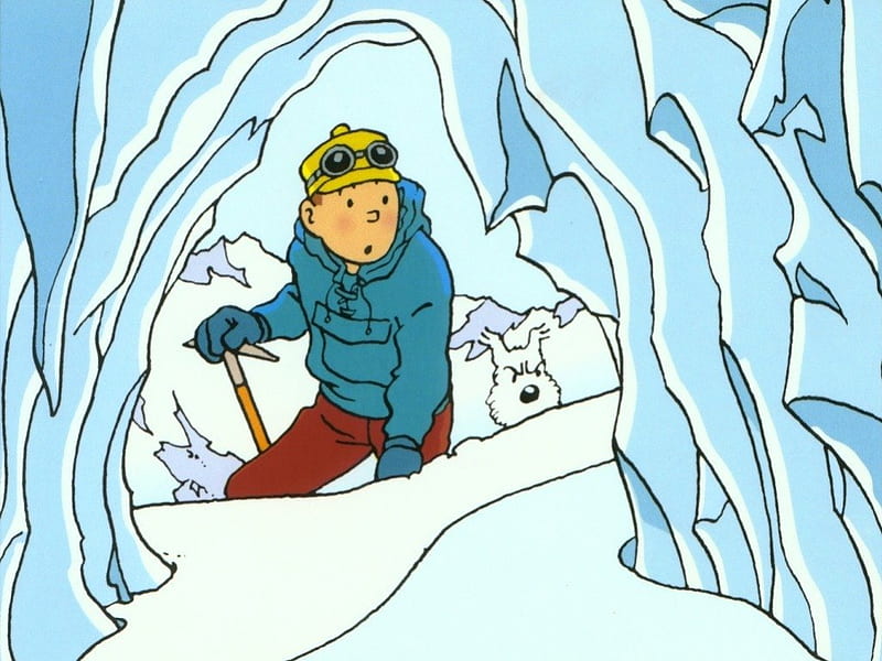 Tintin au tibet, dibujos animados, tintin, nevado, cueva, frío, montaña, de  colores, Fondo de pantalla HD | Peakpx