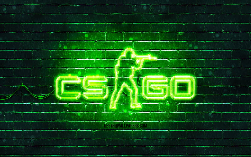 CS Go green logo green brickwall, Counter-Strike, CS Go logo, 2020 games, CS Go neon logo, CS Go, Counter-Strike Global Offensive, HD wallpaper