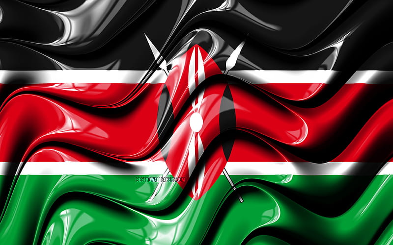 Kenyan flag Africa, national symbols, Flag of Kenya, 3D art, Kenya, African countries, Kenya 3D flag, HD wallpaper