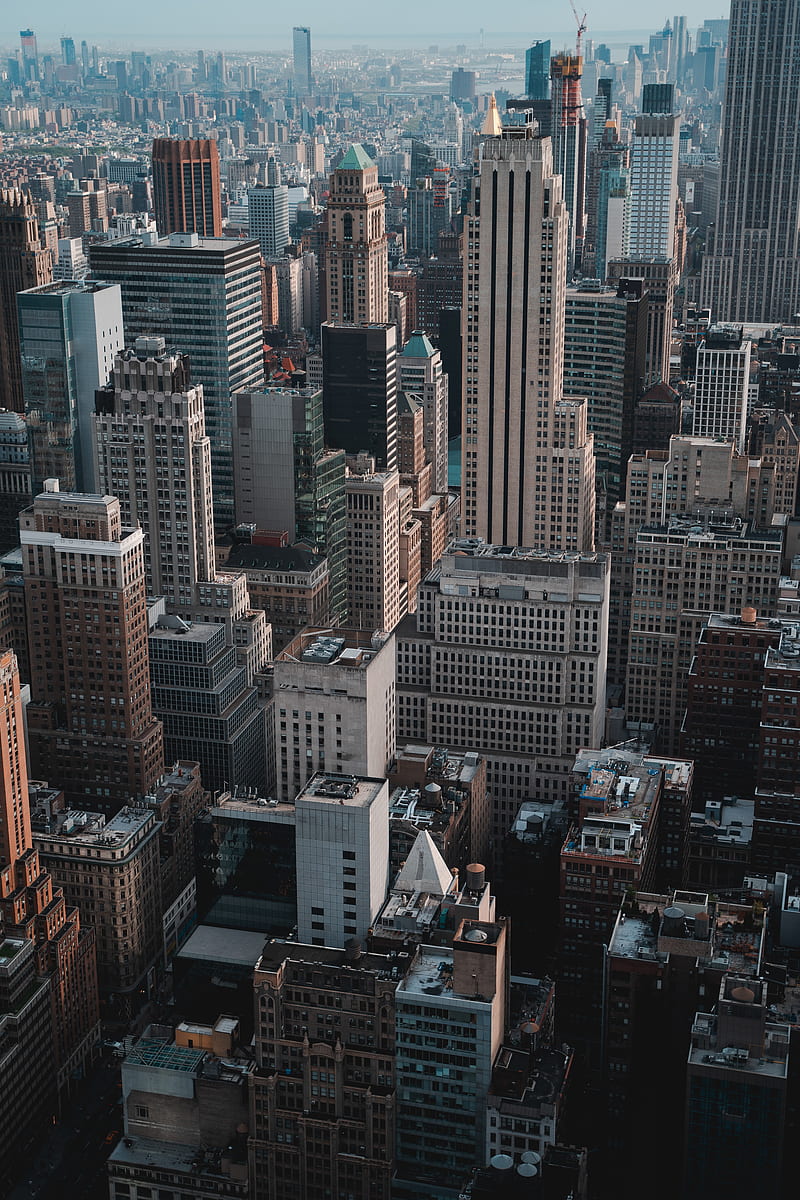 city, aerial view, buildings, metropolis, skyscrapers, HD phone wallpaper