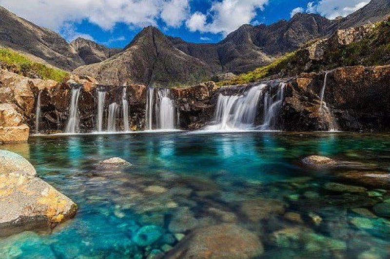 A Scottish Fairy Pool, nature, scotland, lake, isle of skye, HD wallpaper