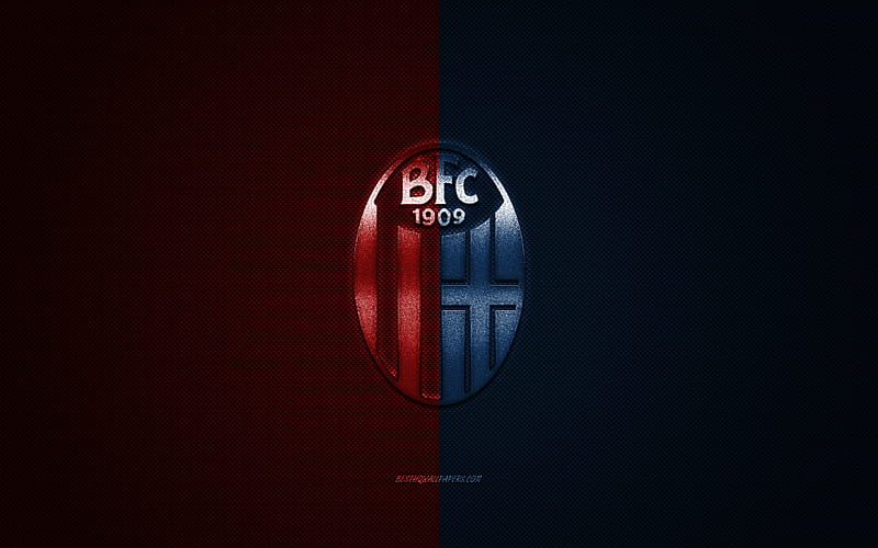 Bologna FC, Italian football club, Serie A, red-blue logo, red-blue carbon fiber background, football, Bologna, Italy, Bologna logo, HD wallpaper