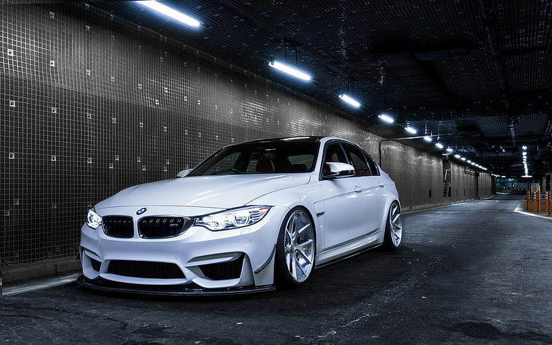 BMW M3, 2018, front view, tuning M3, gray sedan, luxury wheels, F80, BMW, HD wallpaper