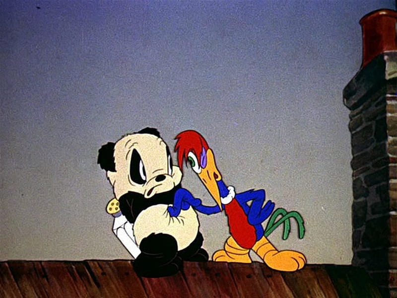 Woody Woodpecker and Andy Panda, cute, andy panda, woody woodpecker, funny, cartoon, tv, HD wallpaper