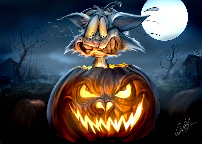 Halloween, Holiday, Rabbit, Jack O' Lantern, HD wallpaper