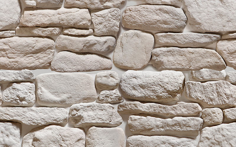 decorative stone texture, white brickwall, macro, white stones, bricks textures, decorative stones, white stones wall, stones, white stones background, HD wallpaper