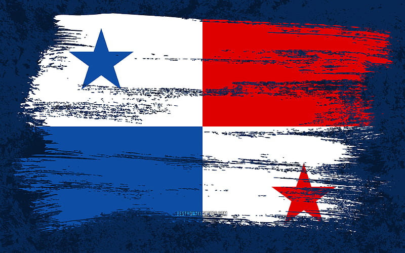 Flag of Panama, grunge flags, North American countries, national symbols, brush stroke, Panamanian flag, grunge art, Panama flag, North America, Panama, HD wallpaper
