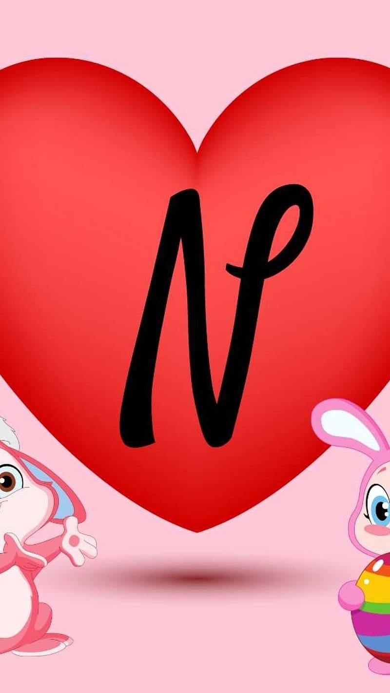 N Naam Wale, red heart, letter n, HD phone wallpaper | Peakpx