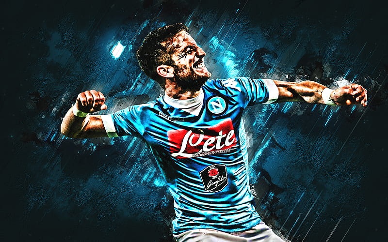 Dries Mertens, Napoli, striker, joy, goal, blue stone, portrait, famous footballers, football, belgian footballers, grunge, Serie A, Italy, HD wallpaper