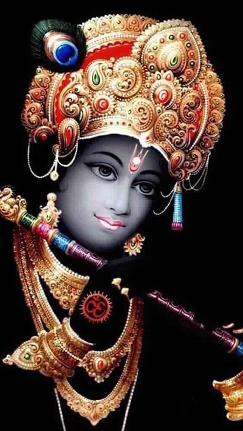 Shree Krishna, Black Background, lord, god, kanha, HD phone wallpaper