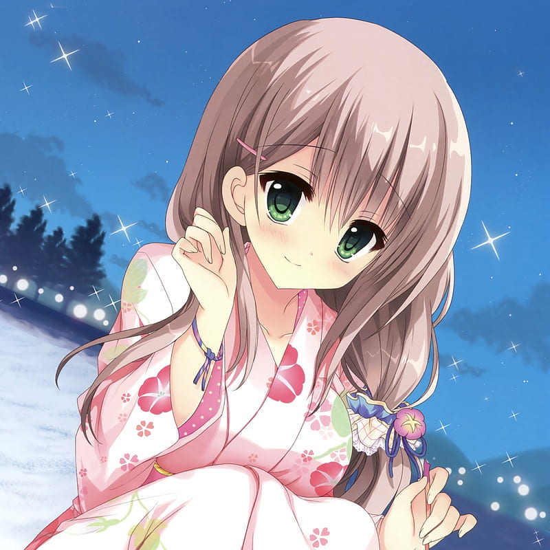 Cute anime girl, outdoor, green eyes, , , background, 20ed82, Cute Anime  Girl Nightcore, HD phone wallpaper | Peakpx