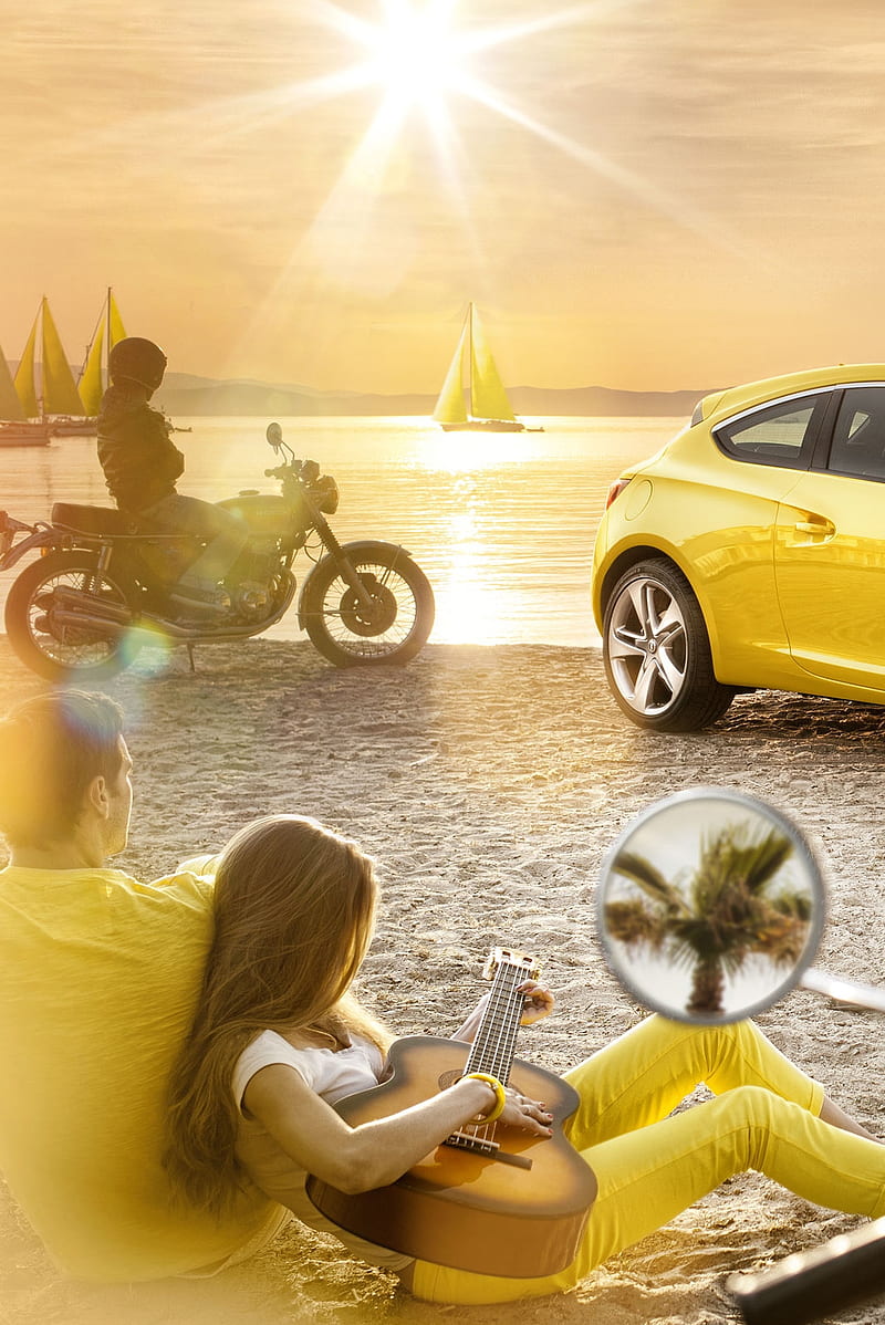 Luv Yellow Car, HD phone wallpaper