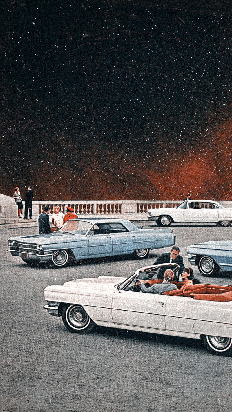 Vintage Cars, Taudalpoi, Vintage, carros, collage, digital, evening, night sky, retro, space, starry, stars, surreal, surrealism, vintage car, HD phone wallpaper