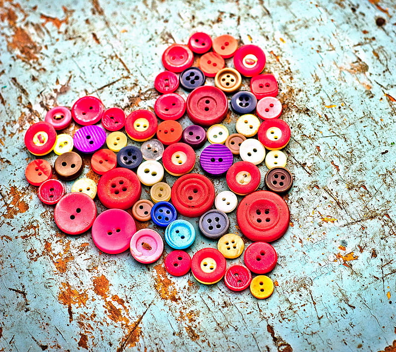 Heart, button, love, vintage, HD wallpaper