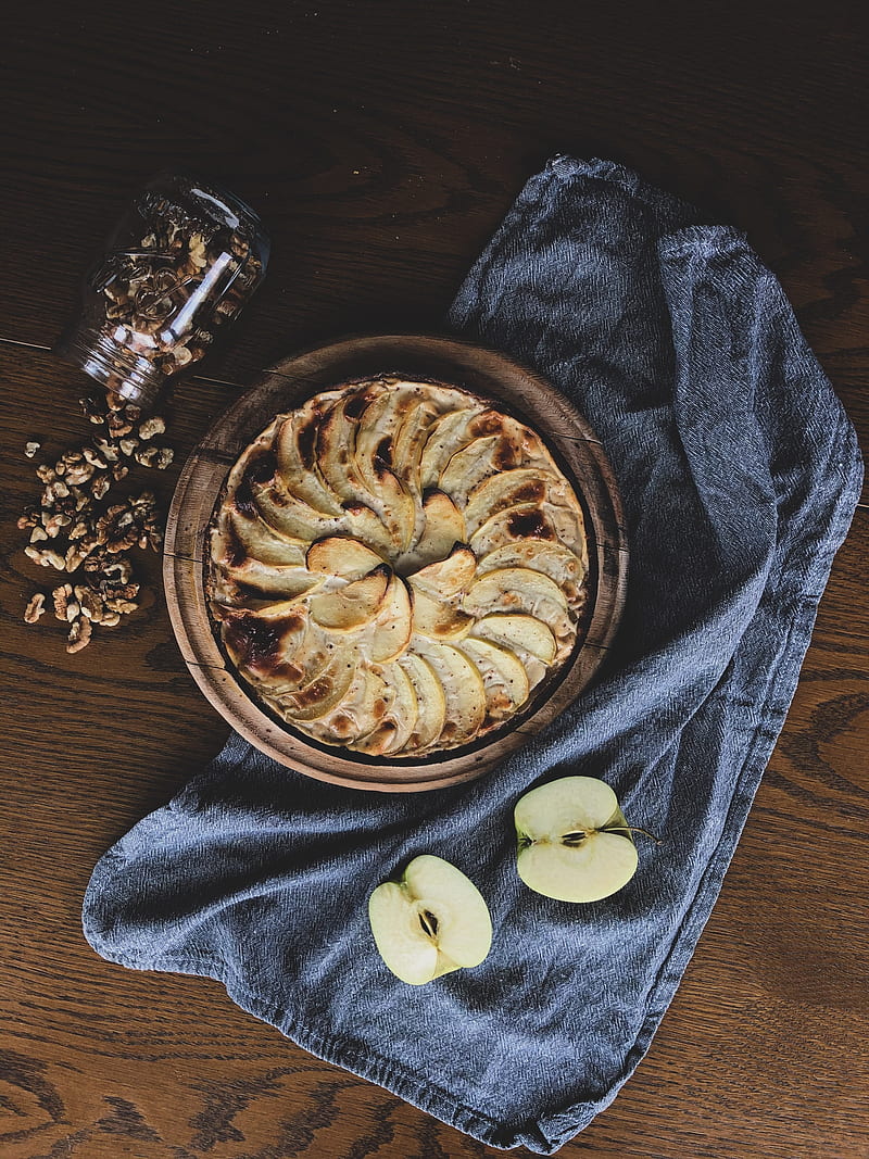 pie, charlotte, pastries, apples, nuts, HD phone wallpaper