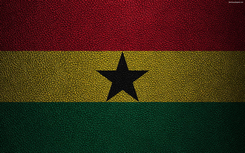 Flag of Ghana, leather texture Ghanaian flag, Africa, flags of the world, African flags, Ghana, HD wallpaper