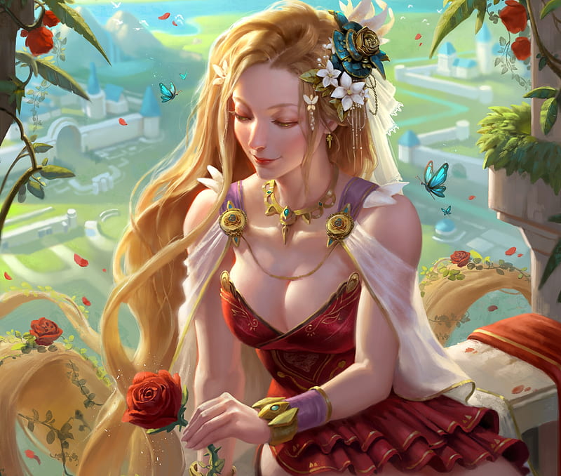 Rapunzel, rojas, frumusete, luminos, rosas, rubias, leyenda de los  críptidos, Fondo de pantalla HD | Peakpx