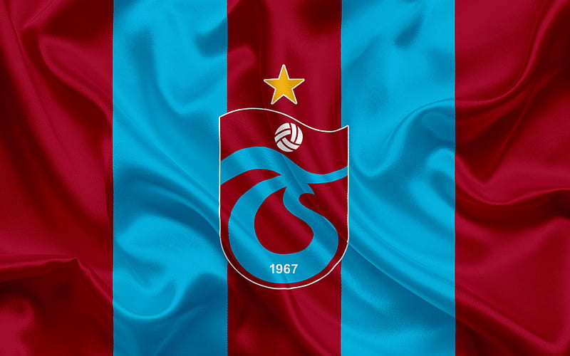 Trabzonspor, Turkish football club, emblem, Trabzonspor logo, red silk flag, Trabzon, Turkey, Turkish Football Championship, HD wallpaper