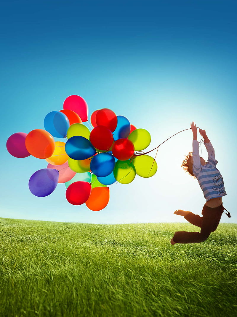 Samsung Galaxy S4, alone but happy, awsum, balloons, colorful, HD phone wallpaper
