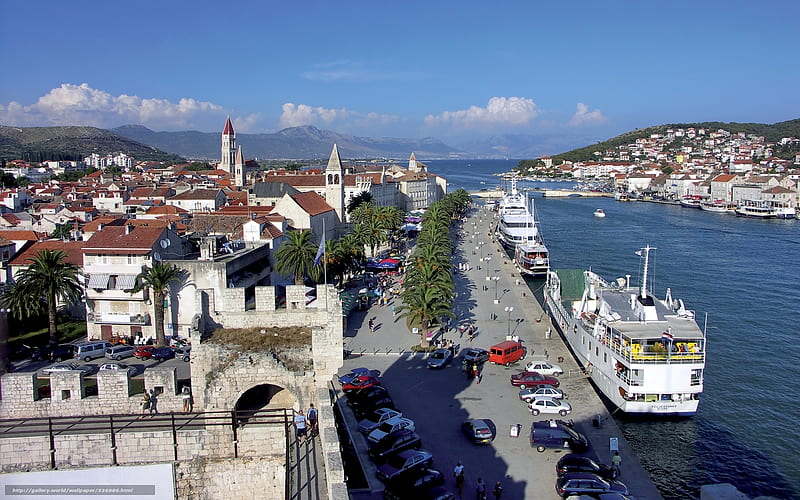 Trogir, Croatia, cityscape, town, streetscape, Croatia, harbor, HD wallpaper