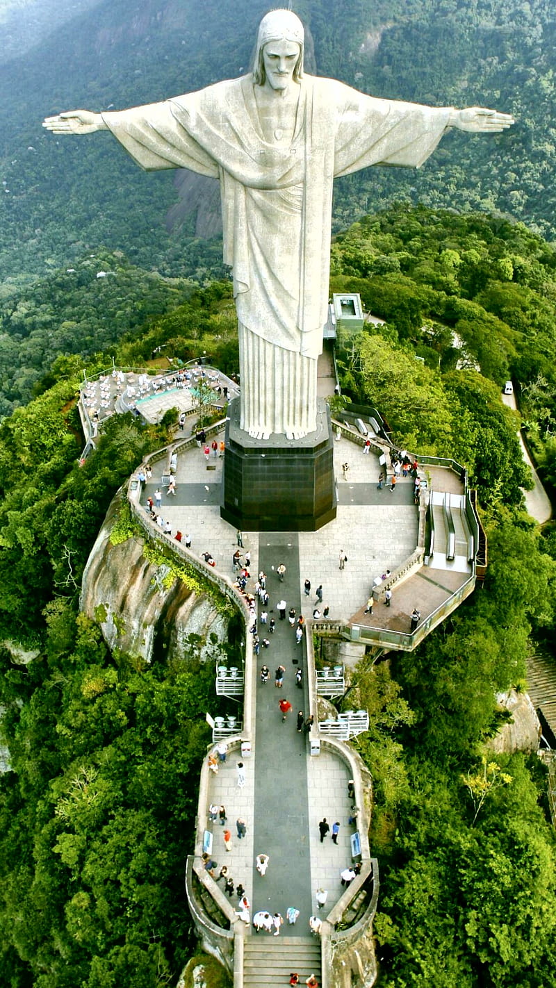Rio, brazil, christ, green, mountains, HD phone wallpaper