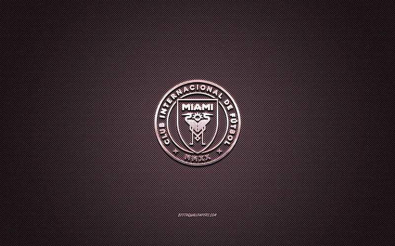 Inter Miami CF logo, american football club, pink carbon texture, MLS, Inter Miami CF, creative art, Major League Soccer, Inter Miami, HD wallpaper