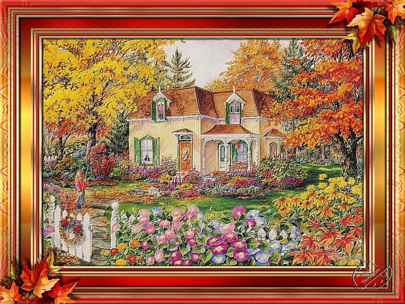 Autumn Frame, painting, Art, Framed, Autumn, HD wallpaper