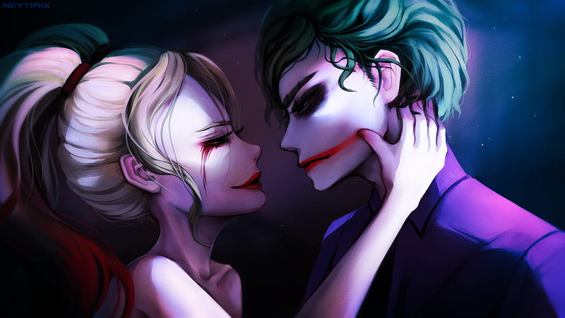 Harley Quinn Joker Valentine Fantasy, harley-quinn, joker, supervillain, artist, artwork, digital-art, HD wallpaper
