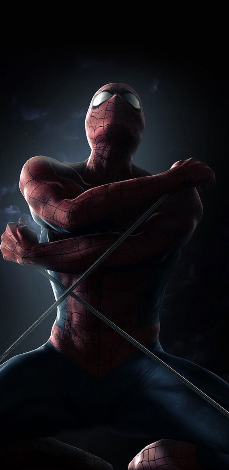 Spiderman black, blue, eyes, hero, marvel, movie, red, white, HD phone wallpaper