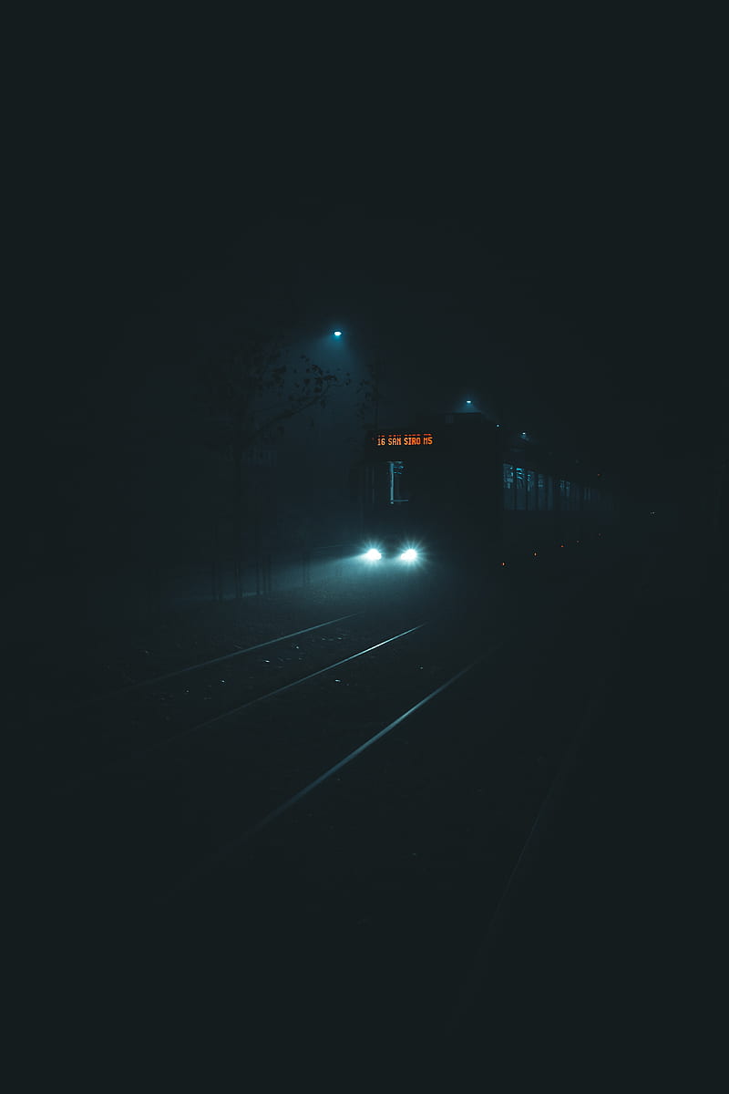 train, night, darkness, HD phone wallpaper